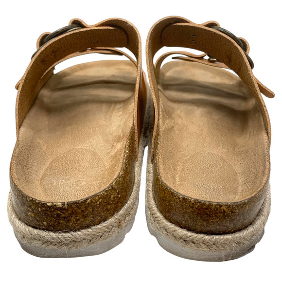 Time & Tru Sz 11 Brown Vegan Leather Chunky Lug Sole Buckle Slide Sandals - Picture 6 of 9